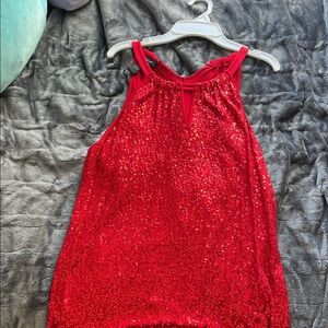 INC International Concepts Red Sequin Halter Top